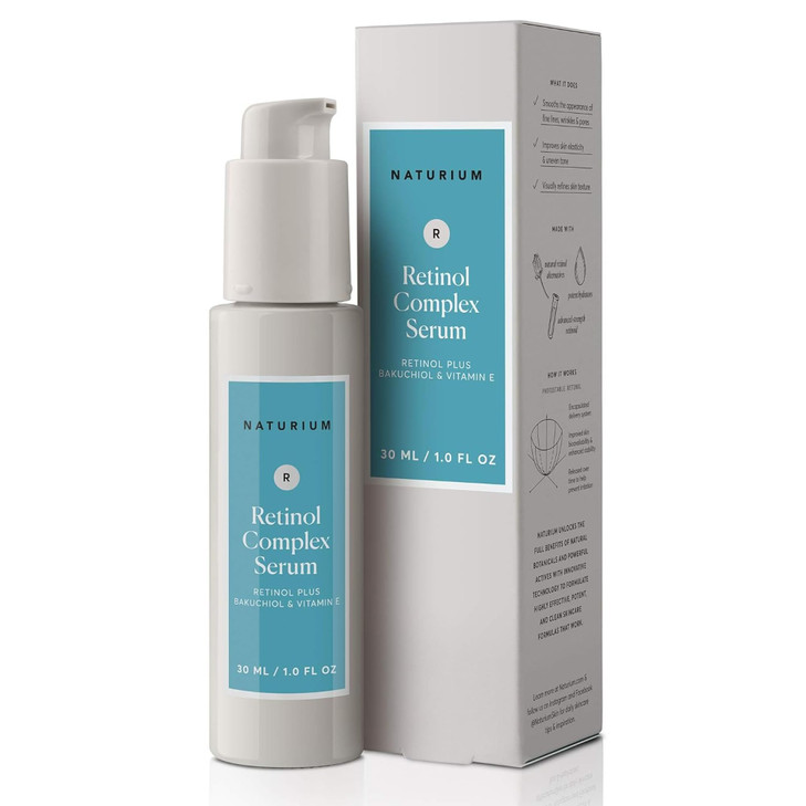 Naturium Retinol Complex Serum Encapsulated Retinols Bakuchiol Refining Smoothing Facial Serum 1 oz