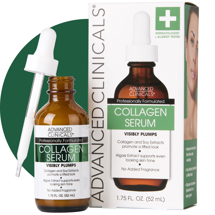 Advanced Clinicals Collagen Serum For Face Visible Anti Aging Collagen Peptide Serum Hyaluronic Acid Moisturizer Improve