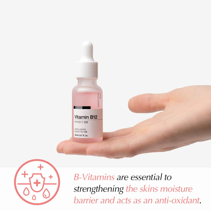 The Potions Vitamin B12 Ampoule Face Serum for Women Custom Blend DryProne Skin Care Minimal Formula Pore Minimizer Dark