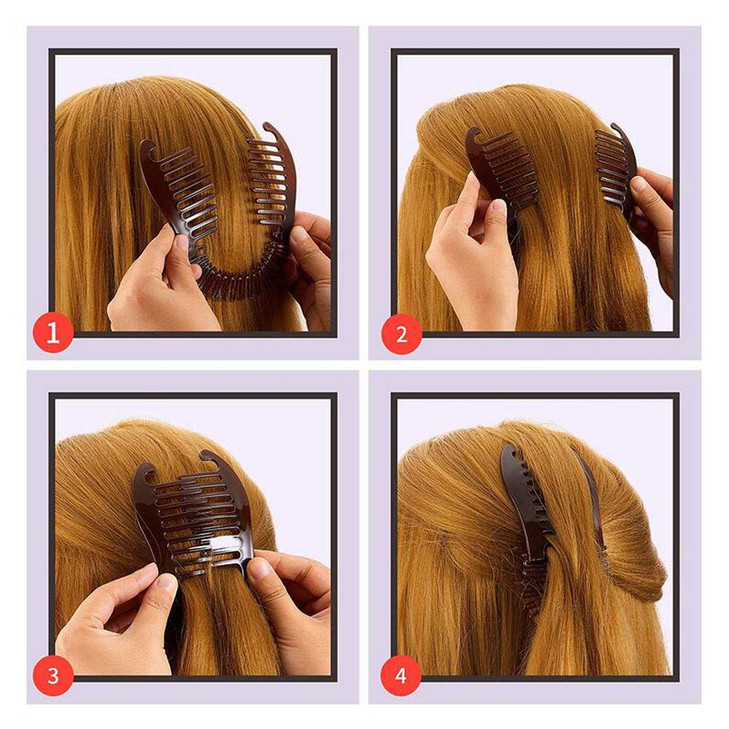Numblartd 3Pcs Plastic Interlocking Banana Clip Combs - Two Sides Hair Combs Elongated Ponytail Hair Clincher Hair Accessories Ponytail Holder for Wo online at globaldelivered