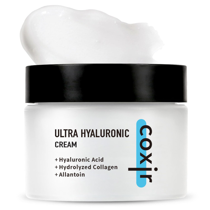 coxir Ultra Hyaluronic Cream Intense Hydration Moisturizer for Dry Dehydrated Skin Hyaluronic Acid Aloe Vera Lightweight