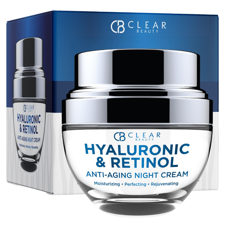 Clear Beauty Hyaluronic Acid Retinol Face Moisturizer Night Cream Dermatologist Tested Deep Hydration Firming Smoothing