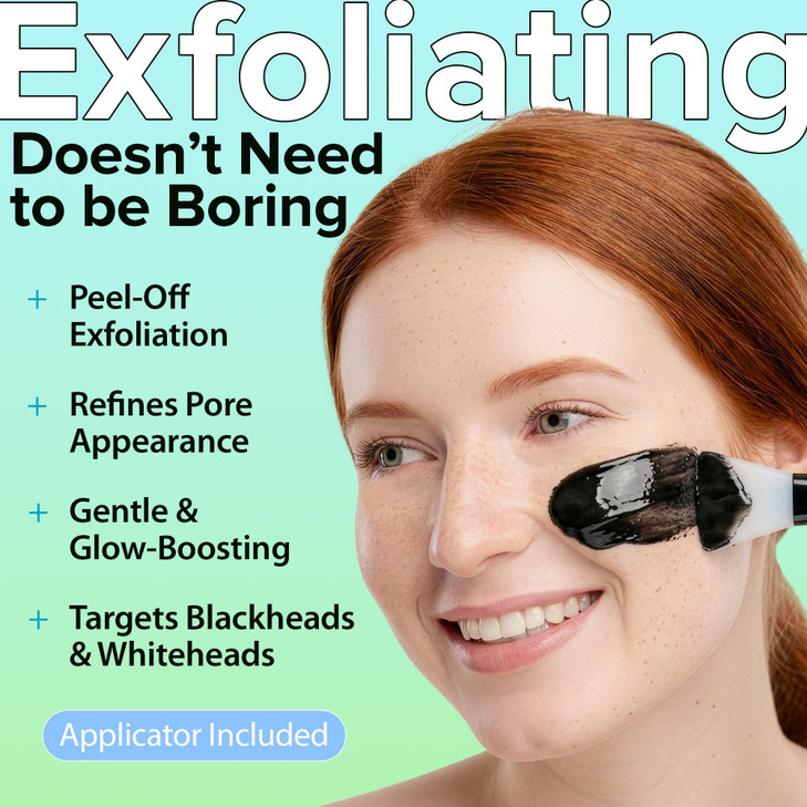 Ebanel Charcoal Peel Off Face Mask Applicator Set Deep Pore Cleansing Minimizer Blackhead Remover with Niacinamide Hyalu