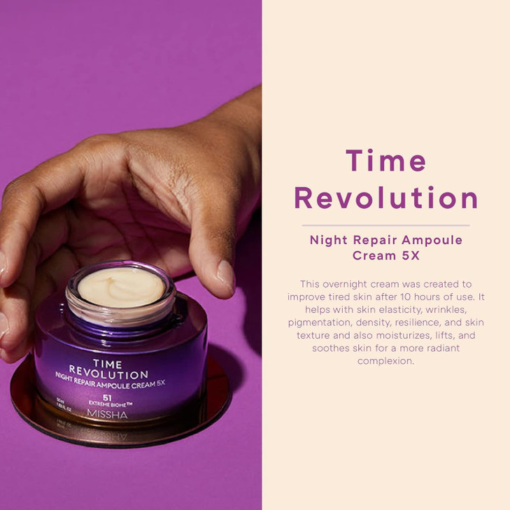 MISSHA Time Revolution Night Repair Ampoule Cream 5th Gen 169 Fl Oz Triple Fermented DeepSleep Night Cream Overnight Car