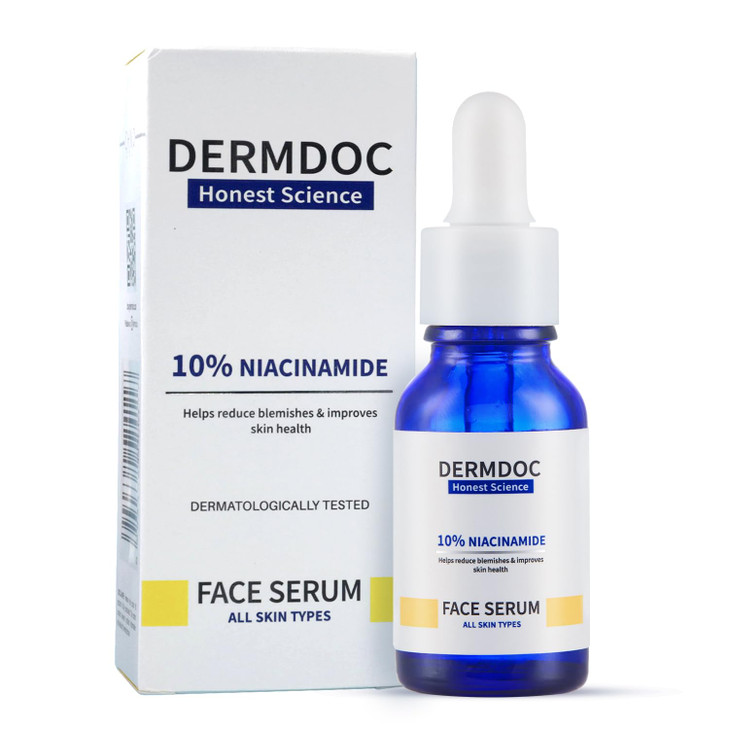 DermDoc 10 Niacinamide Face Serum 30ml All Skin Types Improves Skin Texture Hydrates and Moisturizes