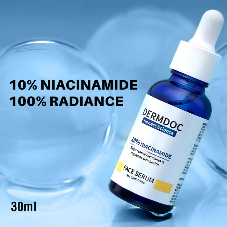 DermDoc 10 Niacinamide Face Serum 30ml All Skin Types Improves Skin Texture Hydrates and Moisturizes