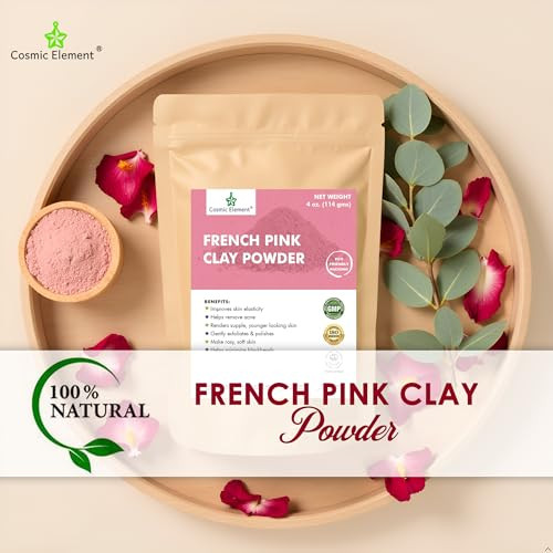 Cosmic Element French Pink Clay Powder Montmorillonite Healing Face Mask for Blackheads Pore Cleansing Organic Food Grad