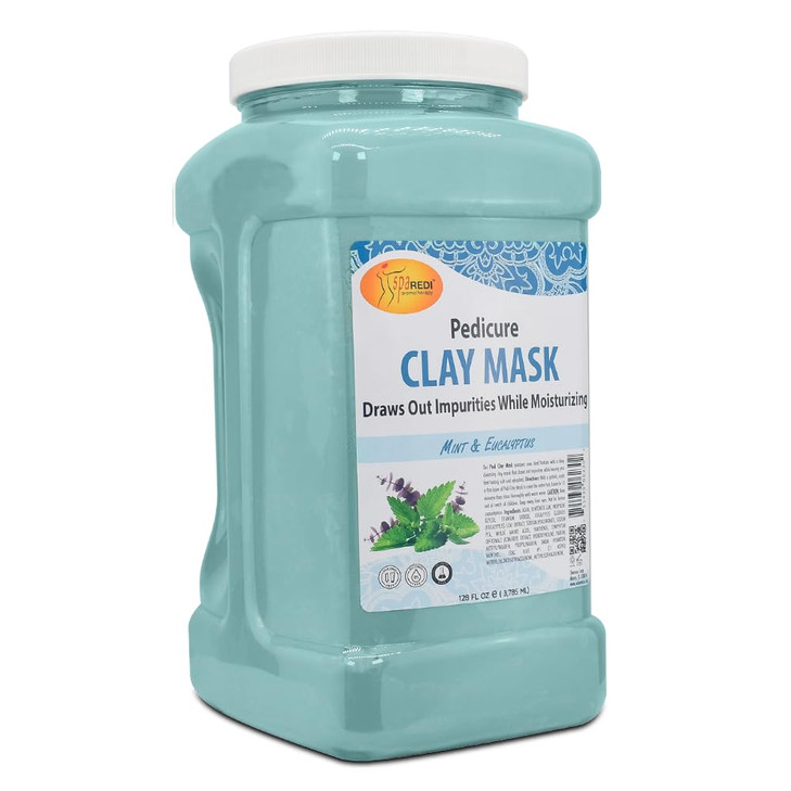 SPA REDI Clay Mask Mint and Eucalyptus128 Oz Pedicure and Body Deep Cleansing Skin Pore Purifying Detoxifying and Hydrat