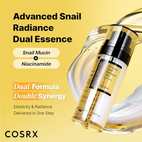 COSRX Snail Mucin 74 Niacinamide 5 Dual Essence Anti Aging Face Serum for Dull Skin Sensitive Skin Korean Skin Care 270