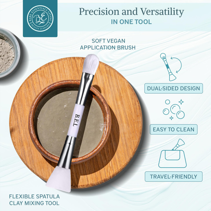 Bare Essentials Living Clay Face Mask Brush 10 Pack White Dual Soft Silicone Face Mask Applicator Brush Tool Great Facia