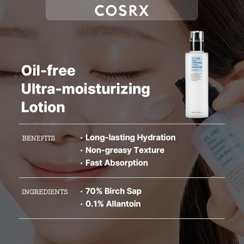 COSRX Oil Free Lotion with Birch Sap Daily Acne Facial Moisturizer Hydrating Moisturizer for All Skin Types Korean Skin