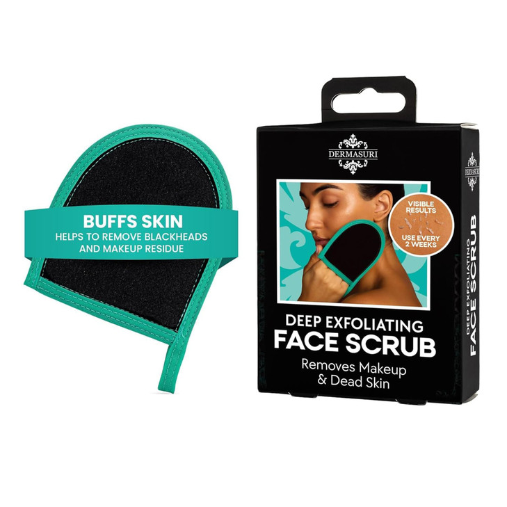 Dermasuri Deep Exfoliating Face Mitt Scrubber Dead and Dry Skin Remover for Men and Women Exfoliator Gloves for Shower a