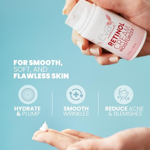 Eva Naturals AntiAging Retinol Cream For Face Antiwrinkle RetinolComplex Moisturizer Day Night Cream wHyaluronic Acid Vi