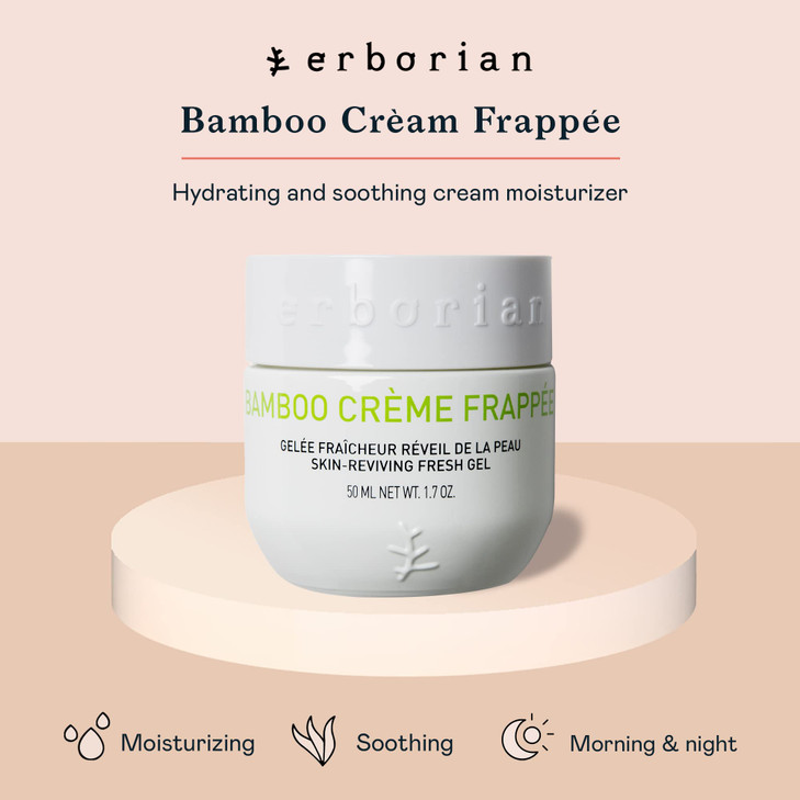 Erborian Bamboo Creme Frappee Facial Moisturizer Hydrating Soothing Moisturizing Cream for Dehydrated Skin Bamboo Waterl