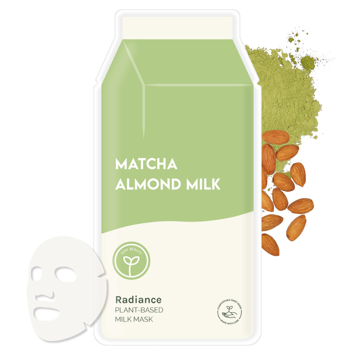 ESW Beauty Matcha Almond Milk Radiance PlantBased Milk Face Mask Revitalizing with Matcha Green Tea Sweet Almond for Dul