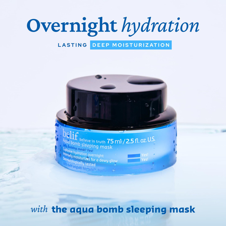 belif Vitamin E Jelly Overnight Mask Hydrating Plumping Face Moisturizer with Red Algae Jojoba Oil Deep Repair for Glass