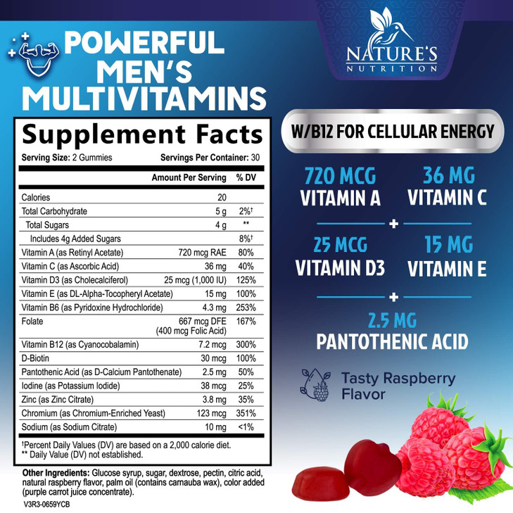 Multivitamin for Men - Complete Daily Mens Multivitamin Gummies with Vitamin D, B Vitamins, Zinc & More - Energy, Memory, Focus & Immune Health Suppo online at globaldelivered