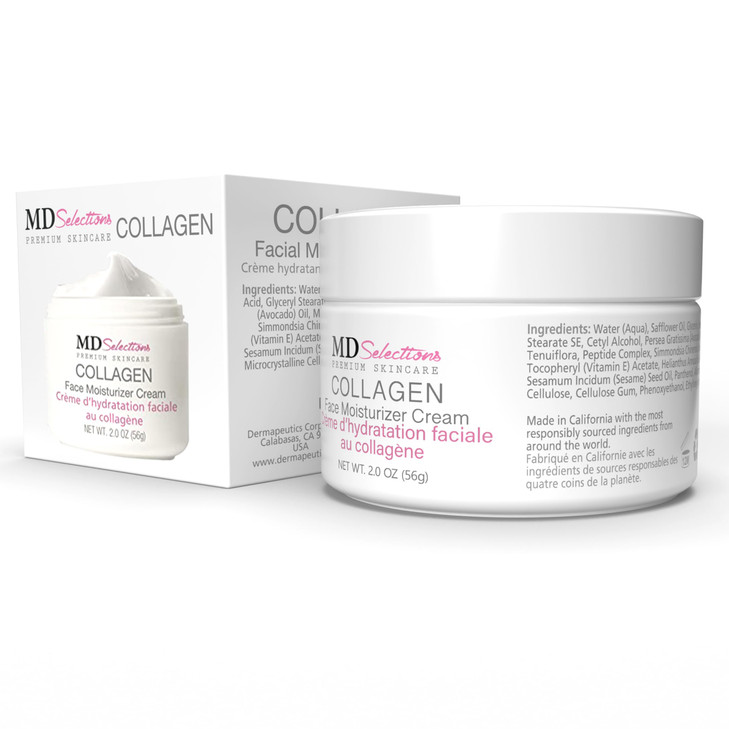 MD Selections Collagen Facial Cream Face Moisturizer Cream for Dry Skin Vegan Anti Aging Crme d hydratation faciale au c