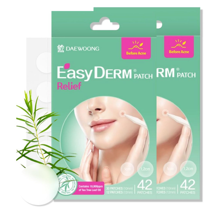 EasyDerm Relief Invisible Patch 2 Packs84 counts I Contains 10000 ppm of Tea Tree Oil Pimple Patch Ultraslim 01mm Waterp