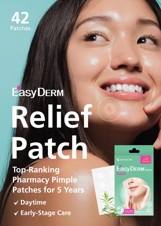 EasyDerm Relief Invisible Patch 2 Packs84 counts I Contains 10000 ppm of Tea Tree Oil Pimple Patch Ultraslim 01mm Waterp