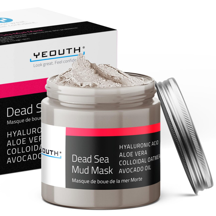 YEOUTH Dead Sea Mud Mask for Face with Hyaluronic Acid and Avocado Oil Revitalizing Face Masks for Smoother Looking Skin