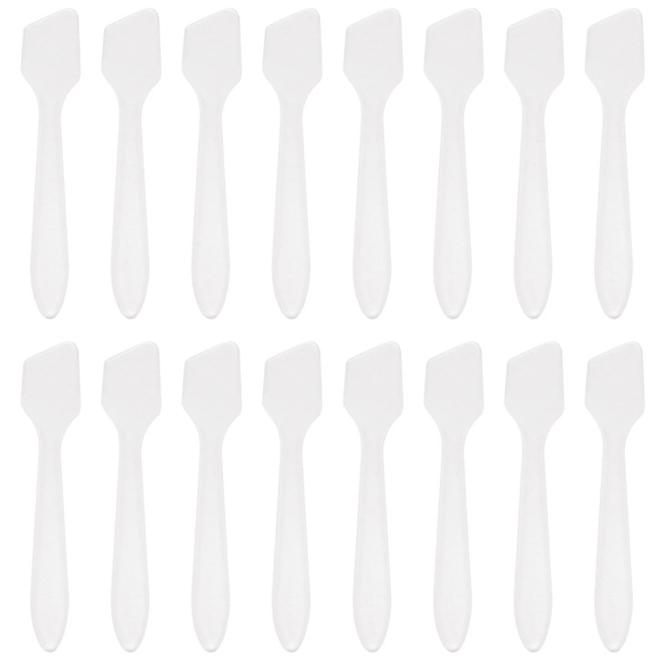 SumDirect Mini Spatulas 100 Pcs Face Spatula Cosmetic Spatula Frosted Clear Disposable Plastic Makeup Spatulas Mini