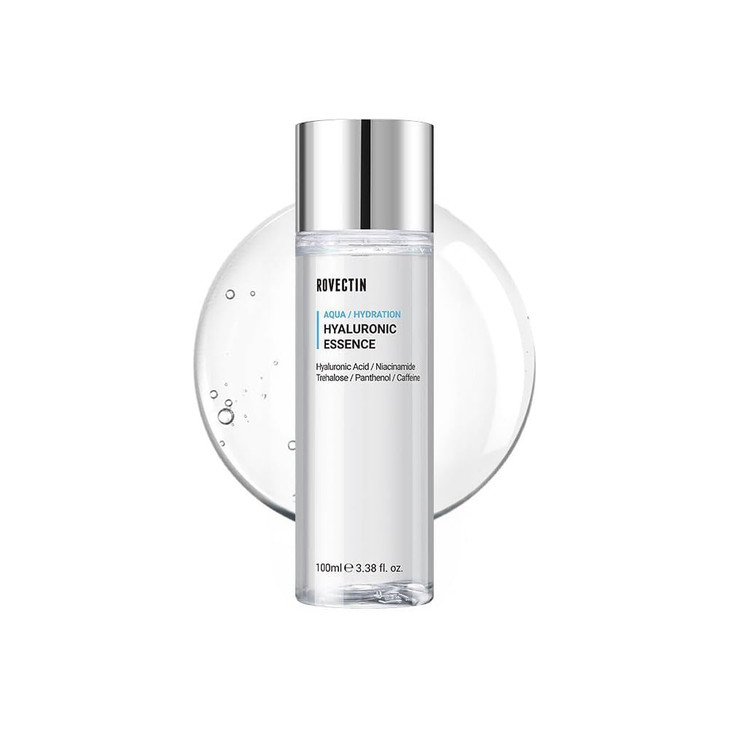ROVECTIN Aqua Hyaluronic Essence Hydrating Essence Toner with 7Layer Hyaluronic Acid Complex Niacinamide for Deep Moistu