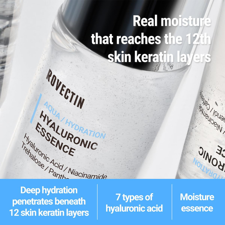 ROVECTIN Aqua Hyaluronic Essence for Sensitive Skin 100 VeganCruelty Free Korean Skincare AntiAging Deep Hydration Toner