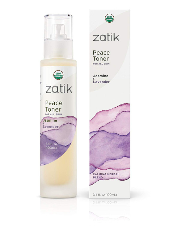 Zatik Naturals Peace Toner with Jasmine and Lavender USDA Organic for All Skins Refreshing Comforting Relaxing and Sooth