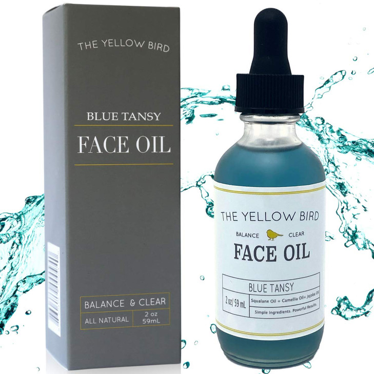 Yellow Bird Balancing Blue Tansy Face Oil 2 oz 59 ml Skin Glowing Serum Collagen Support Promotes Clear Skin Naturally W