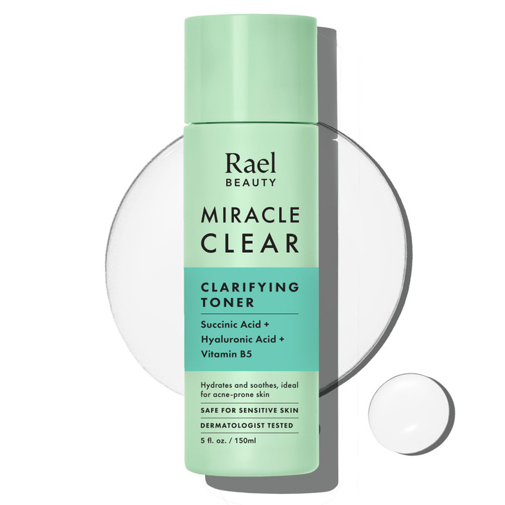Rael Toner for Face Miracle Clear Daily Toner with Succinic Acid Vitamin B5 Hydration Korean Skin Care 51 oz