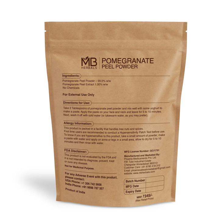 MB Herbals Pomegranate Peel Powder 8 oz 227 Gram 05 lb For Face Packs For External Use Only