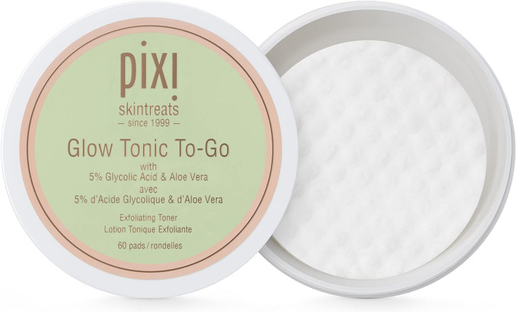 Pixi Glow Tonic toGo Gentle and Balancing Exfoliating Toner Glycolic Acid Pads for Radiant Skin and Daily Brightening Al