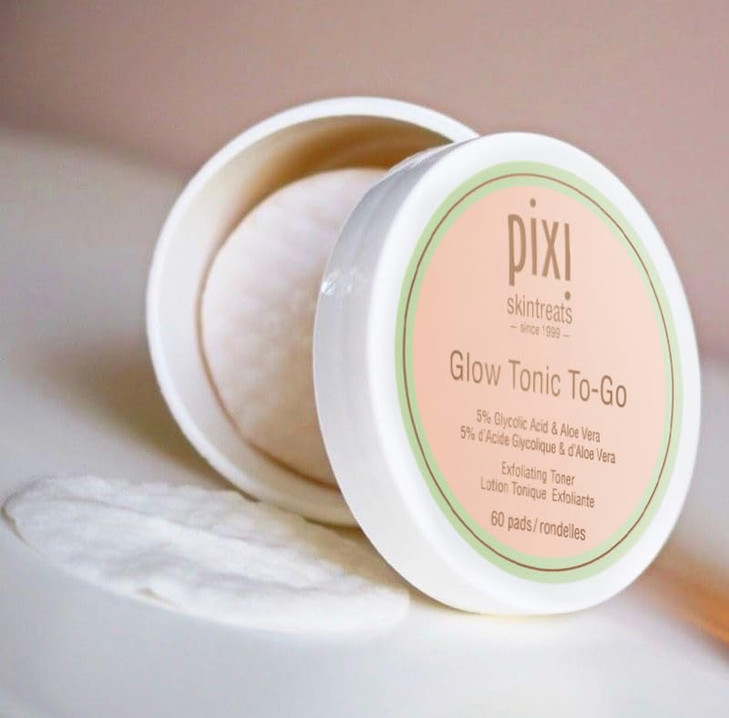 Pixi Glow Tonic toGo Gentle and Balancing Exfoliating Toner Glycolic Acid Pads for Radiant Skin and Daily Brightening Al