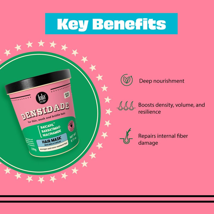 Lola From Rio Densidade Hair Mask For Fine Weak Brittle Hair and Hair loss Problems Stimulate Hair Growth and Improves H