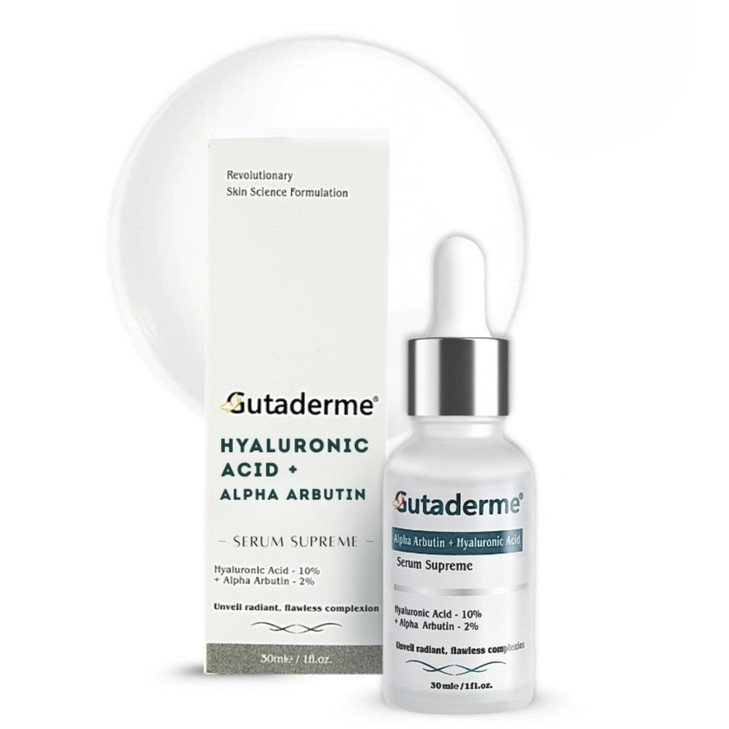 Gutaderme Brightening Glow Face Serum with Alpha Arbutin 2 Hyaluronic Acid 10 Reduces Dark Spots Fine Lines MultiDepth H