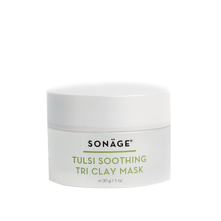 SONAGE Tulsi Soothing Tri Clay Mask For AcneProne Skin Mineral Rich Clay Mask Unclogs and Purifies Pores Neem Oil and Tu
