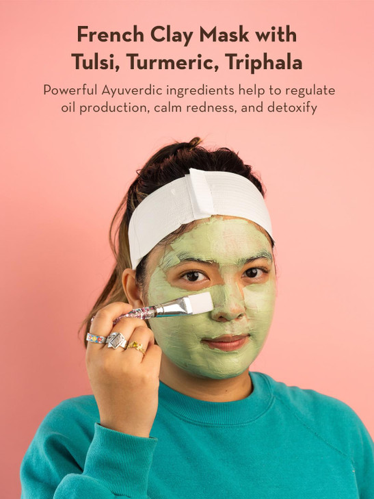 SONAGE Tulsi Soothing Tri Clay Mask For AcneProne Skin Mineral Rich Clay Mask Unclogs and Purifies Pores Neem Oil and Tu