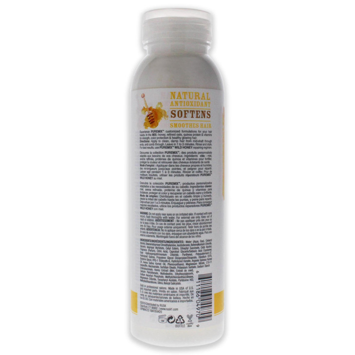 RUSK Puremix Wild Honey Repairing Conditioner for Dry and Fragile Hair With Honey Natural Antioxidants to Soften Deeply