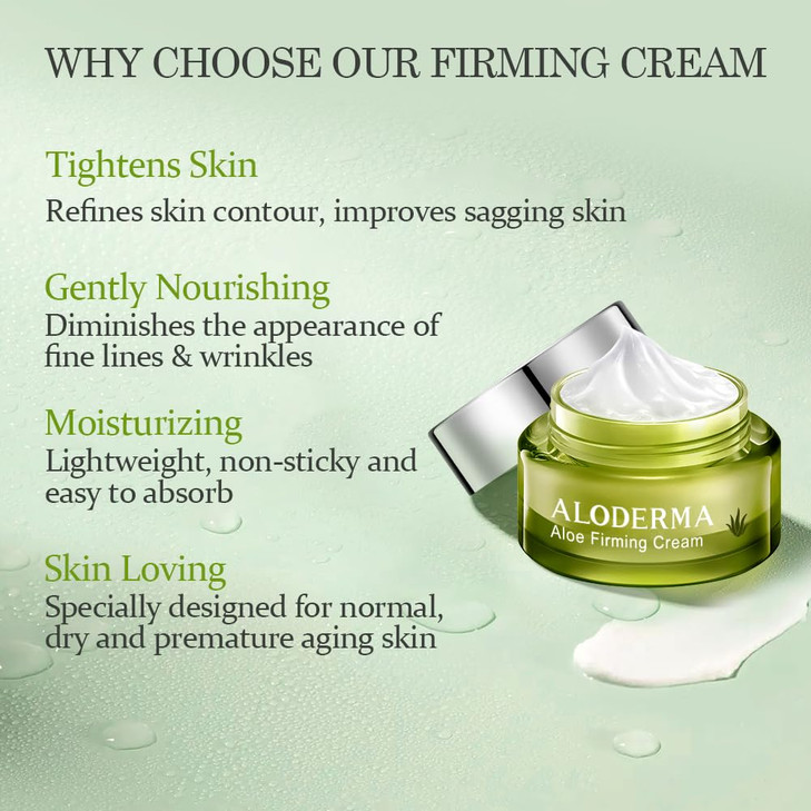 Aloderma Firming Cream for Face and Neck with 62 Organic Aloe Vera Firming Face Cream with Hyaluronic Acid Carnosine Nat