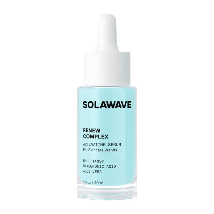 Solawave Renew Complex Red Light Therapy Activation Serum for Face Neck Pairs with LED Facial Wand Device Hydrates Plump