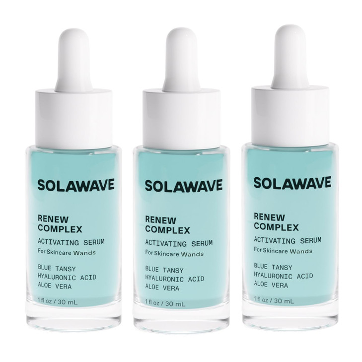 Solawave Renew Complex Red Light Therapy Activation Serum for Face Neck Pairs with LED Facial Wand Device Hydrates Plump