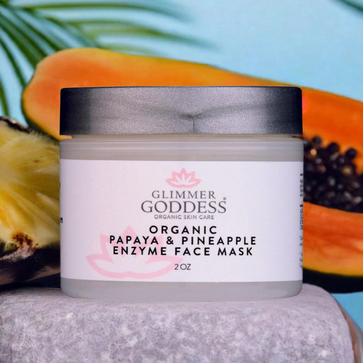 GLIMMER GODDESS Organic Face Mask Hydrating Exfoliating Papaya Pineapple Enzyme Mask 2 oz