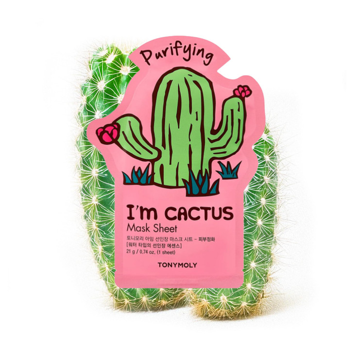 TONYMOLY Im Cactus Sheet Mask Korean Hydrating Moisturizing Face Mask with Vitamin Infused Prickly Pear Extract Soothes
