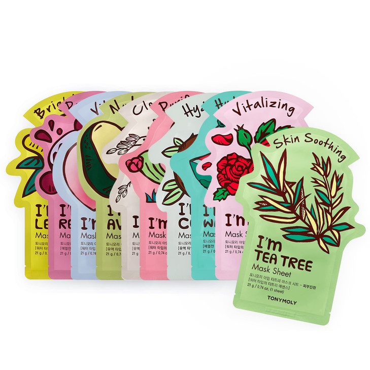 TONYMOLY Im Sheet Mask Gift Set Korean Face Mask Variety Pack with Hydrating Vitamin Essences 10 Pack