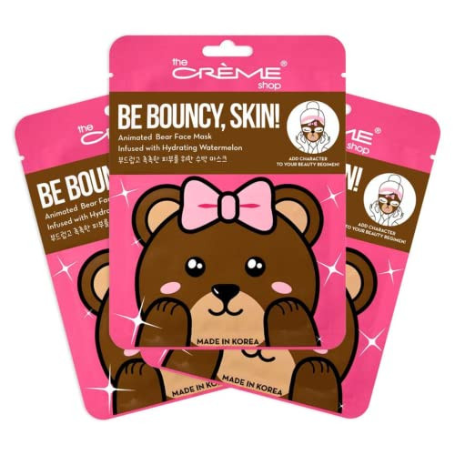 The Crme Shop Animated Miss Bear Face Mask Hydrating Korean Sheet Mask with Watermelon Set of 3