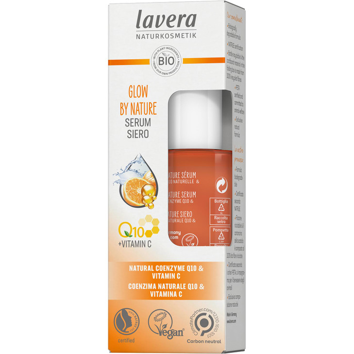 lavera Glow by Nature Serum Face Serum with Q10 Vitamin C for a Radiant Complexion Moisturizing Facial Serum Anti Wrinkl