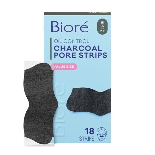 Biore Charcoal Deep Cleansing Pore Strips Nose Strips for Blackhead Removal on Oily Skin Features CBond Technology with