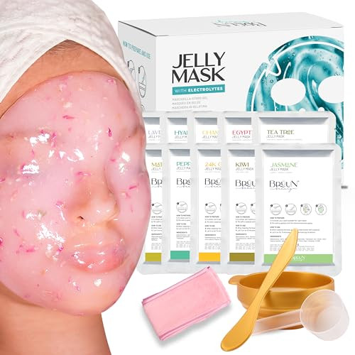 PeelOff Jelly Mask Premium Modeling Rubber Mask Spa Set 10 Treatments 24k Gold Lavender Kiwi Peppermint Egyptian Rose Ma