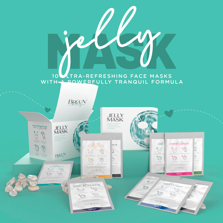 BRUUN PeelOff Jelly Mask Rubber Mask NEO Set 10 Treatments Chocolate Aloe Vera Avocado Bamboo Charcoal Calendula Sea Mud